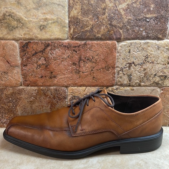 Ecco Men’s Lace Up Oxford Shoes Dress Shock Point Leather Brown Size 44/10-10.5 - Picture 7 of 16